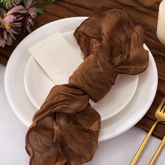 50 Pack Brown Cheesecloth Napkins Cloth Washable Spring Summer Cloth Napkins Set of 50 Bulk 21x21 Inches for Wedding Baby Bridal Shower Birthday Dinner Party Table Decor