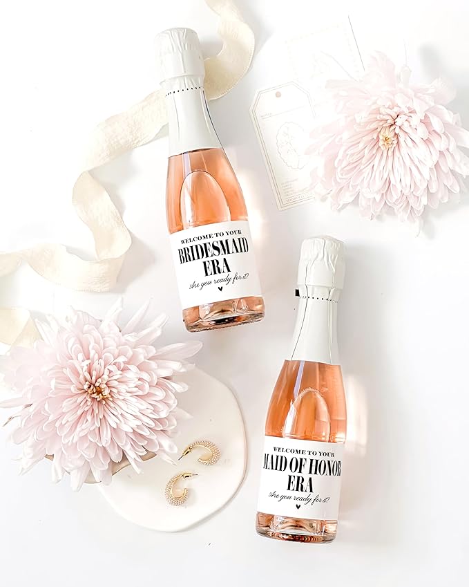 Bridesmaid Era Mini Champagne Labels, Set of 10, Bridesmaid Proposal Labels, Will You be My Maid of Honor or Bridesmaid Gift, Bridesmaid Box Idea