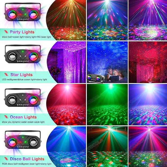 Party Disco Ball, Dj Disco Light Strobe Dance Sound Activated with Remote Control Stage Rave Karaoke Light Ocean Star Projector for Club Dancing Parties KTV Christmas Halloween Birthday Glow Party