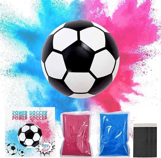FIEKEICC Gender Reveal Soccer Ball Powder Kit 1blue&1pink Crazy Gender Reveal Ideas Exploding Soccer Balls Kit Gender Reveal Soccer Balls Kit Party Baby Shower Supplies for Boy or Girl Reveals