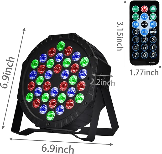 Stage Lights Dj Lights for Parties Led Stage Light Sound Activated Portable Party Light Par Light 36 Led RGB Remote Control Uplights for Disco Indoor Events Bar Birthday Wedding Outdoor