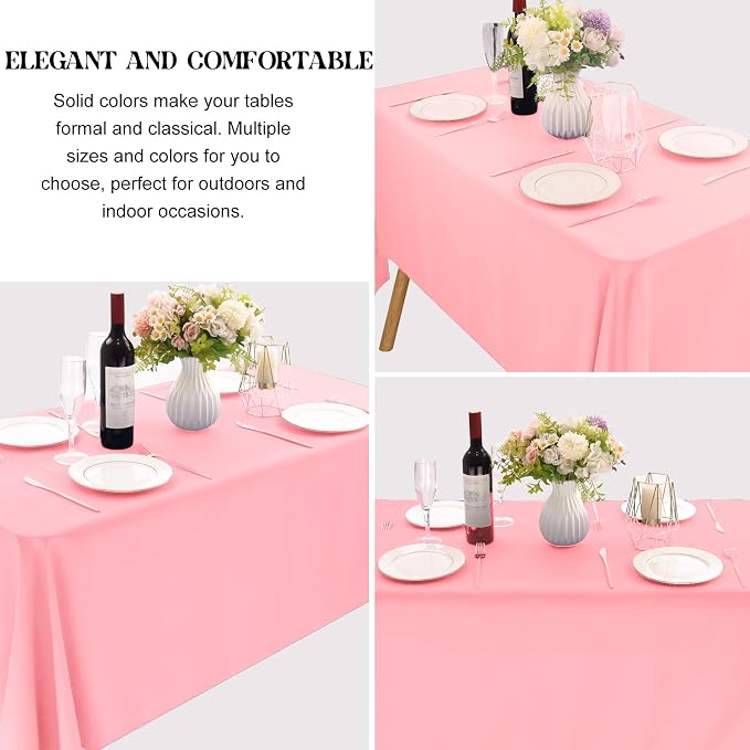 4 Pack Rectangle Tablecloth 90x132Inch Pink Washable Polyester Table Cover for Wedding Dining Table Buffet Parties Banquet Decoration（Pink）