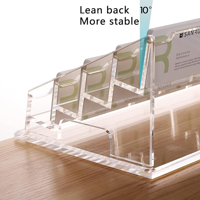 YUXUN Acrylic Business Card Holder for Desk-4 Tiers 16 Slots, Business Card Holder Case, Clear Multiple Cards Display Stand for Office Supplies Home School