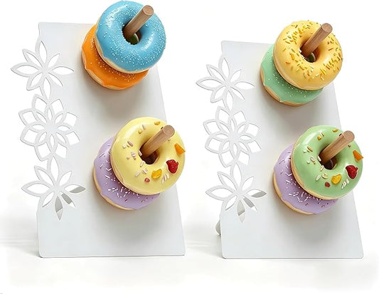 We Moment Donut Wall Display Stand, 2 Pack Metal Donut Stand for Wedding, Birthday, Baby Shower Dessert Table Decor(White)