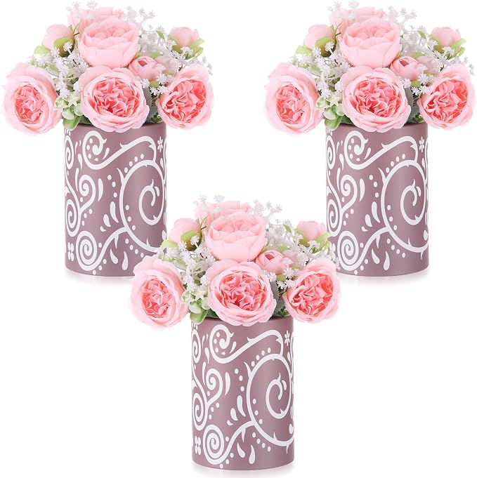 Mumufy 30 Pcs Pink Fiesta Table Centerpieces with Cardboard Paper Vases and Artificial Flowers, Cielito Lindo Mexican Baby Shower Decorations for Girl Birthday, Wedding, Taco Party and Cinco De Mayo