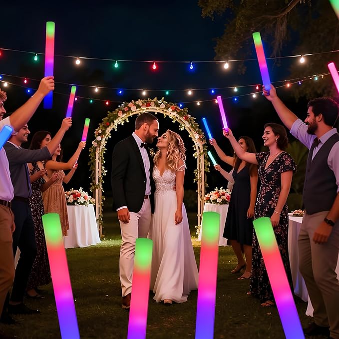 12pcs Foam Glow Sticks,Party Favors Supplies,3 Flashing Modes Glow In The Dark Party Supplies, Light Up Foam Sticks for Wendding Raves Camping Outdoor