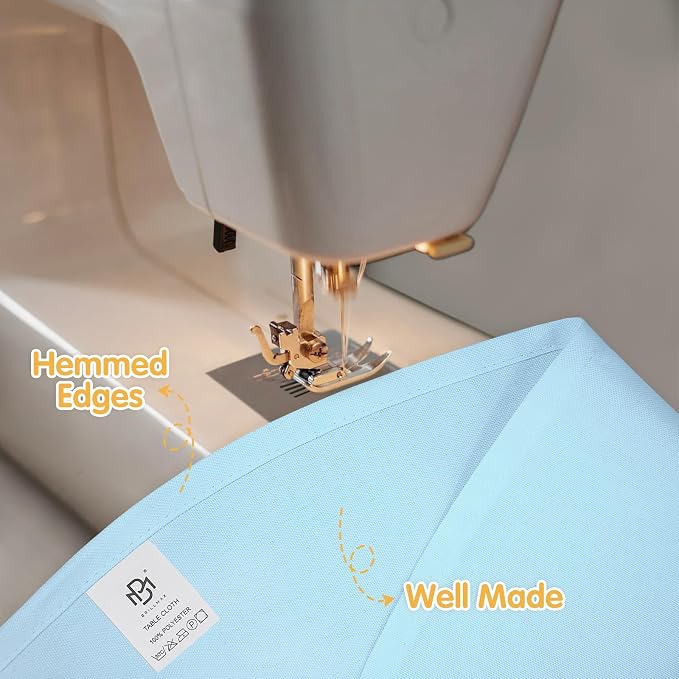 BRILLMAX 6 Pack Light Blue Round Tablecloths 120 Inch for 60” Tables - 150 GSM Polyester Fabric, Floor Length Drop, Water, Stain & Wrinkle Resistant Cloth Cover for Wedding Reception Banquet Dining