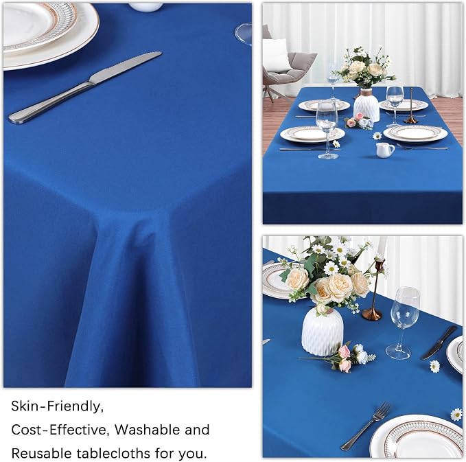 8 Pack Royal Blue Tablecloth 60 x 126 Inch Rectangular Tablecloths for 8 Foot Rectangle Tables, Wrinkle Resistant Blue Table Cloth Washable Polyester Fabric Cover for Party Wedding Banquet