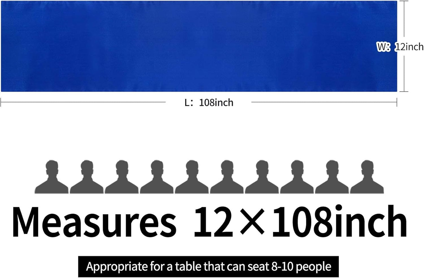 10-Pack Satin Table Runner Royal Blue 12 x 108 inches Long, Table Runners for Wedding, Birthday Parties, Banquets Decorations（10 Pack, 12x108 Inch, Royal Blue）