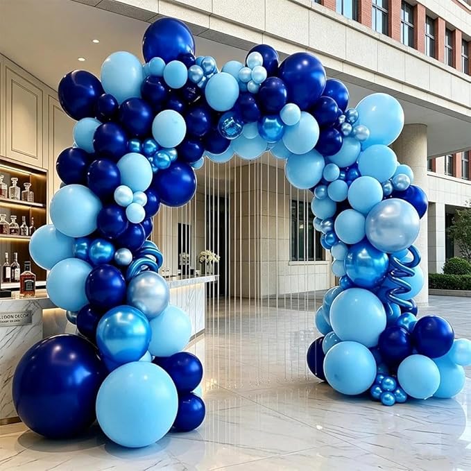 Royal Blue Balloon Garland Double Stuffed, Navy Dark Blue Metallic Balloon Kit for Birthday Baby Shower Bridal Wedding Graduation Anniversary Party Decorations