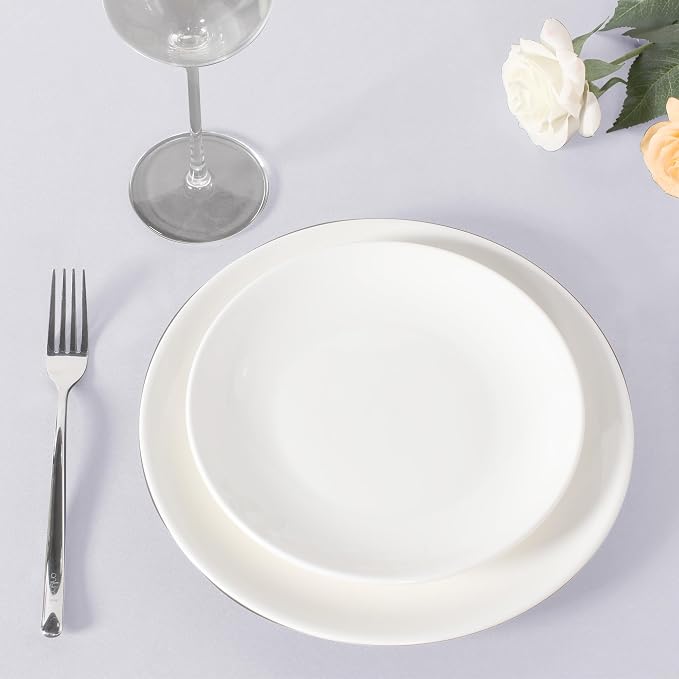 sancua White Round Tablecloth 108 Inch Diameter, 8 Pack - Circle Polyester Fabric Table Cloth for Wedding Party Reception Banquet Birthday, Washable Formal Table Cover (Fit 42-96 Inch Tables)