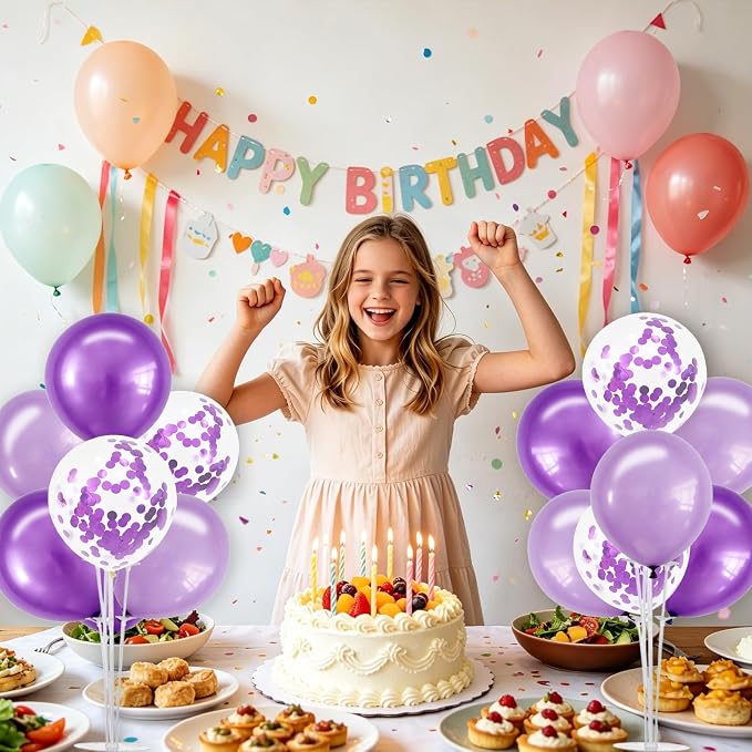 TONIFUL 4 Set Purple Balloon Stand Centerpiece Table Decorations for Birthday,Baby Shower,Engagement, Wedding,Mother's Day,Graduation,Halloween,Party Decorations
