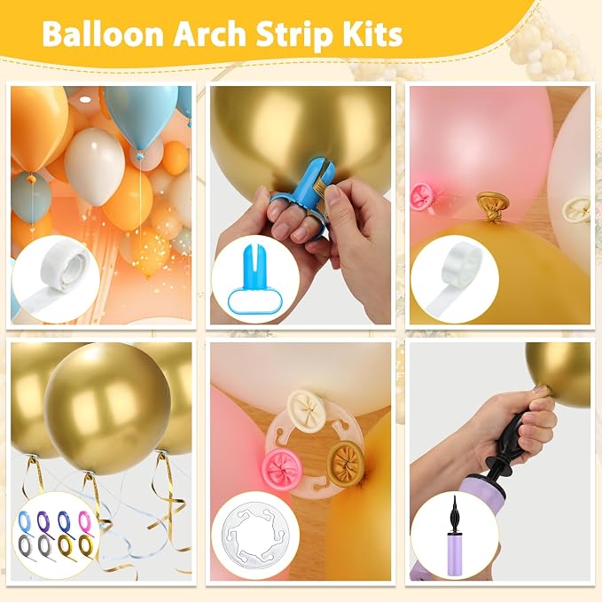 Arch Backdrop Stand and Cover Set of 3, 7.2ft 6.6ft 6ft Metal Arch Backdrop Stand with Spandex White Back Drop Covers Balloon Arch Kits, Gold Arch Stand Frame for Wedding Birthday Party Baby Shower