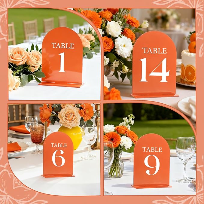 Wedding Acrylic Table Number 1-20 with 20Pcs Stands Terracotta, 5"x7" Elegant Place Card Centerpiece Decorations for Indoor Outdoor Wedding Bridal Shower Anniversary Party Reception