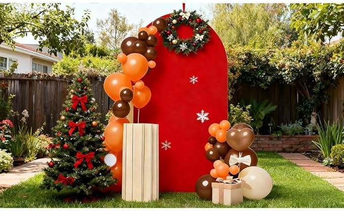 6.6 FT Red Spandex Arch Backdrop Cover for Birthday Party Decor, Red Wedding Arch Covers
