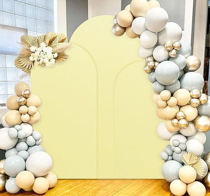 Spandex Arch Cover Set of 3 Yellow Wedding Arch Frame Covers 4ft 5ft 6ft Chiara Arch Backdrop Stand Cover Balloon Arch Covers Round Top Arch Panels Backdrop for Gender Reveal Arch Decorations