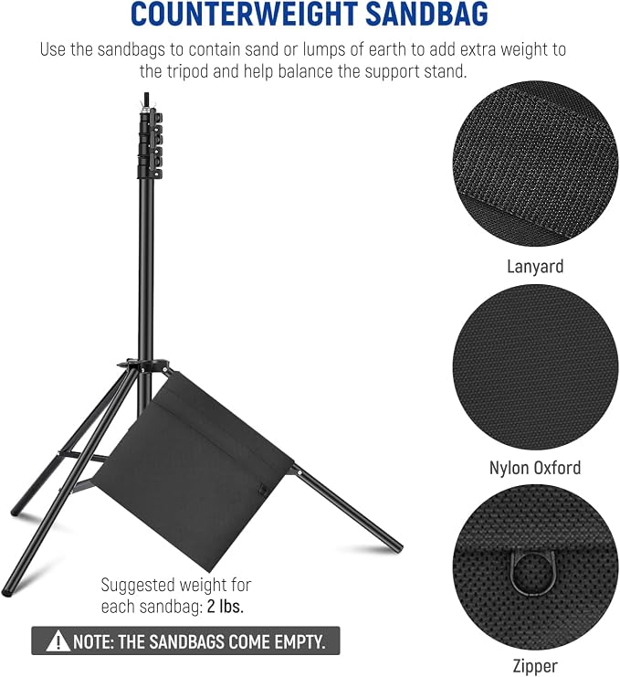 NEEWER 8.5x10ft Adjustable Backdrop Stand Kit, Photography Background Support System with 4 Crossbars, 6 Spring Clamps, 6 Backdrop Clips, 2 Sandbags, and Carrying Bag for Photo Video Party Ceremony