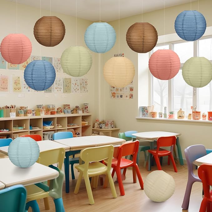 Retisee 12 Pcs 10 Inch Hanging Paper Lanterns Party Decorations Boho Classroom Decor for Birthday Back to School Party Decoration for Classrooms Wedding Birthday Ceilings