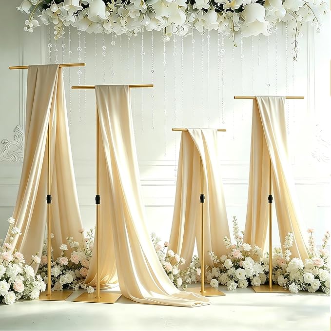 2pcs Heavy Duty Wedding Backdrop Stand for Party, Adjustable T-Shape Background Support 2.6-8FT for Wedding Arch, Birthday, Baby Shower, Events Decorations