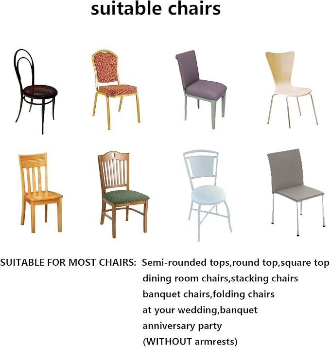 LZY 10pcs Spandex Chair Cover Stretch Slipcovers for Wedding Party, Dining Banquet Chair Decoration Covers (Navy, 10)