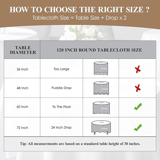 Round Tablecloth 120 Inch 10 Pack Black Tablecloths Washable Decorative Linen Polyester Table Clothes Cover for Dining Table Banquets Buffet Parties and Wedding