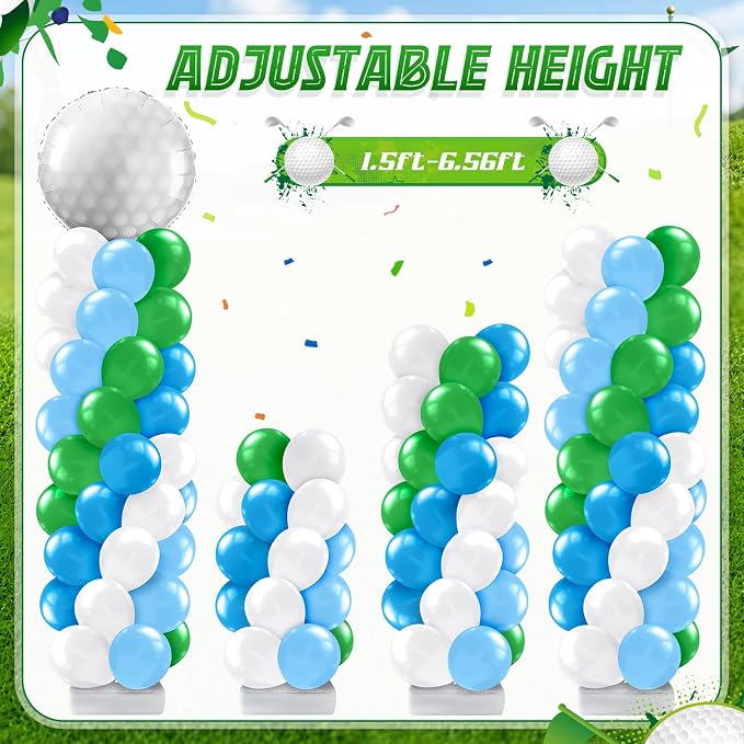 Kasyat 2 Set Golf Balloon Column Stand Kit with Adjustable Tower Stand Green and Blue Golf Arch Party Supplies for Clubs Decorations Sports Birthday Party Supplies