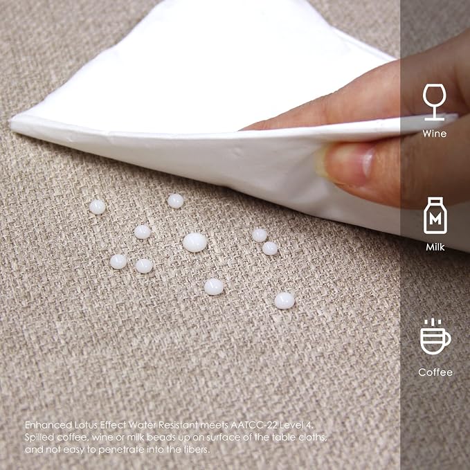 BALCONY & FALCON Rectangle Tablecloth Washable Wrinkle Resistant and Water Proof Table Cloth Decorative Linen Fabric Tablecloths for Dining Parties Kitchen Wedding and Outdoor Use (Beige, 90x156)