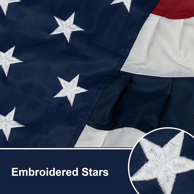 Bradford American Bunting USA Flag 1.5x5 ft Outdoor, Embroidered Pleated Fan Bunting Flags with 3 Brass Grommets, Patriotic America Flag Buntings for Outside for 4th of July 250TH Anniversary Decorations