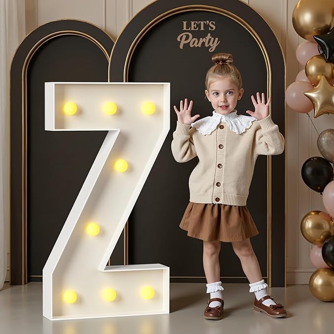 Marquee Letters 3 Feet Tall, 3FT Large Light up Letters Z, Big Sign Z with Warm White Light for Birthday Wedding Proposal Engagement Graduation Party Backdrop Decorations