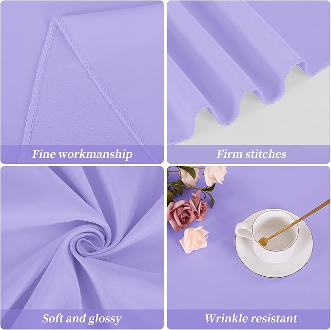 12 Pack Round Tablecloth 120 Inch - Lavender Polyester TableCloth for Round Table, Premium Lavender Tableclothes Washable Fabric Table Cover for Wedding Party Banquet Restaurant Reception Dining