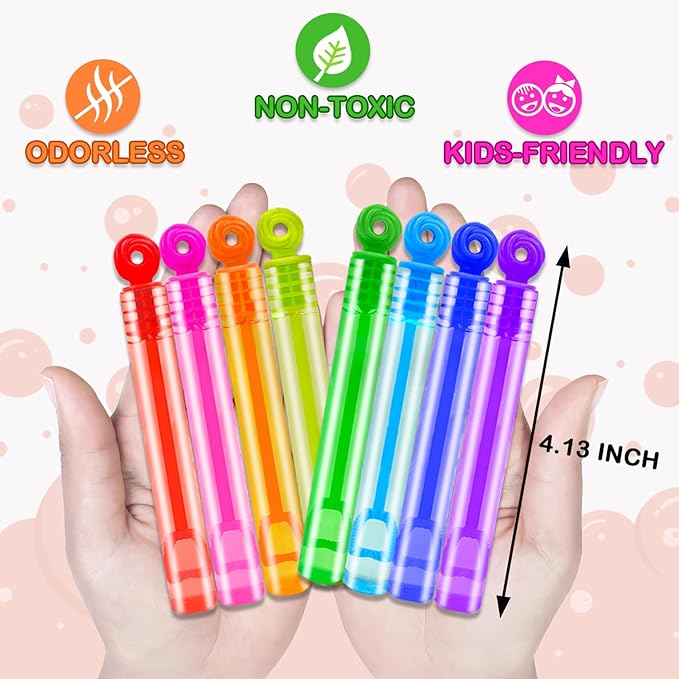 Bulk Neon Mini Bubbles Party Favors for Kids 100 Pack, Small Non Candy Treat Goodie Bag Stuffer Toys Gifts Bulk for Toddler, End of Year School Classroom Carnival Prize for Fourth of July Parade Throw