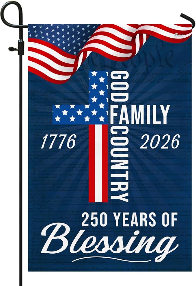 FLAGWIX American 250 Years of Blessing Flag - Polyester Double-sided Yard Flags For Outside Garden Flag (11.5" x 17.5") - 4th of July Decorations for Home Yard Garden Decor Banner, Gifts For Men Women