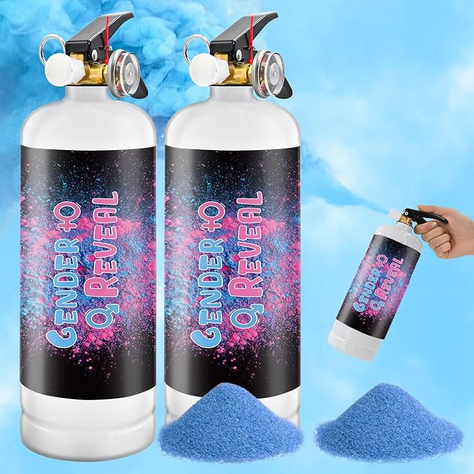 Gender Reveal Fire Extinguisher 2 Pack Large Color Extinguisher for Baby Reveal Ideas Pink or Blue Smoke Powder for Boy or Girl Gender Reveal Colored Smoke Extinguishers for Gender Reveal Decorations