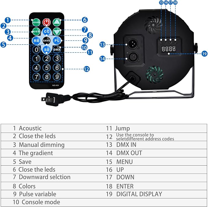 Stage Lights Dj Lights for Parties Led Stage Light Sound Activated Portable Party Light Par Light 36 Led RGB Remote Control Uplights for Disco Indoor Events Bar Birthday Wedding Outdoor