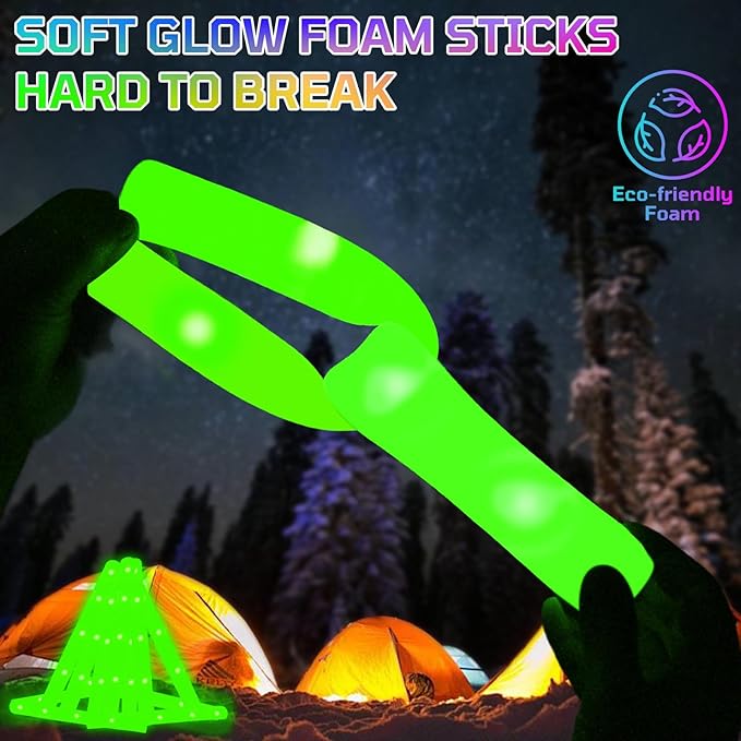 Foam Glow Sticks Bulk, 40 Pack Green Light Up Foam Sticks 3 Modes Flashing, Glow Party Supplies for St. Patrick's Day,Mardi Gras, Raves, Carnival, Concert, Birthday, Christmas