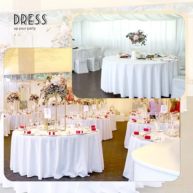 YMHPRIDE 6 Pack Round Tablecloths - White 90 Inch Polyester Round Table Cloth, Washable Fabric Table Covers for Wedding, Party, Dining, Banquet