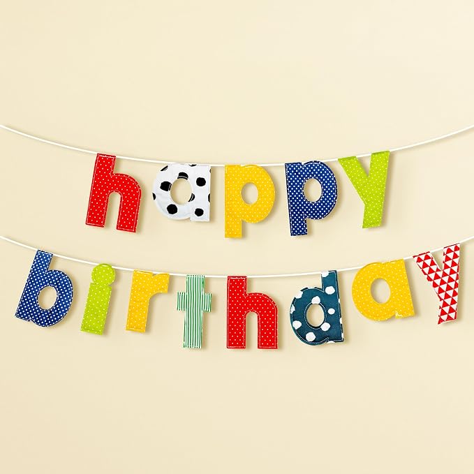 KatchOn, Fabric Happy Birthday Banner – 10 Feet, Resuable, Pre-Strung | Happy Birthday Sign for Colorful, Rainbow Birthday Decorations | Colorful Party Banner for Multicolor Birthday Party Decorations