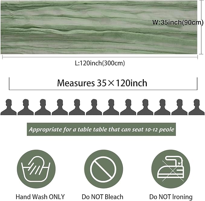 12 Pack Sage Green Cheesecloth Table Runner, 10FT Spring Boho Gauze Green Cheese Cloth Table Runner 35 x120 Inch Semi Sheer Long Runner for Table Wedding Party Banquet Baby Shower Birthday