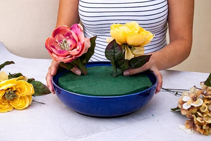 FLOFARE Pack of 6 Floral Foam Round Blocks for Flower Arrangements, Green Florist Flower Foam for Fresh & Artificial Flowers, 7.8" Wedding & Party Décor