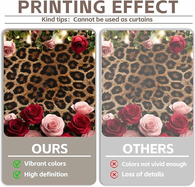 Leopard Print Backdrop Valentines Golden Brown Black Spots Cheetah Prints Background Pink Red Rose Backdrops for Photography Girls Lady Birthday Wedding Party Decorations 10x5ft Vinyl