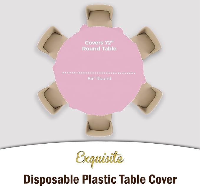 Exquisite Pink Round Tablecloths Plastic Table Cloth Disposable 48 Pack 84" Inch Round Table Cloth Disposable Pink Tablecloths Plastic Tablecloth Indoor/Outdoor Tablecloth Party Supplies