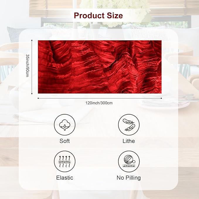1 Pack Burgundy Cheesecloth Table Runner 35x120 Inch 10Ft Rustic Gauze Cheese Cloth Table Runner Sheer Cheesecloth Table Runners for Wedding Party Bridal Shower Decoration