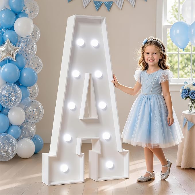 4FT Marquee Letters, Cool Light Up Letters A for Birthday Anniversary Graduation Party Decorations, Marry Me Signs for Wedding Decor (DIY Kit)