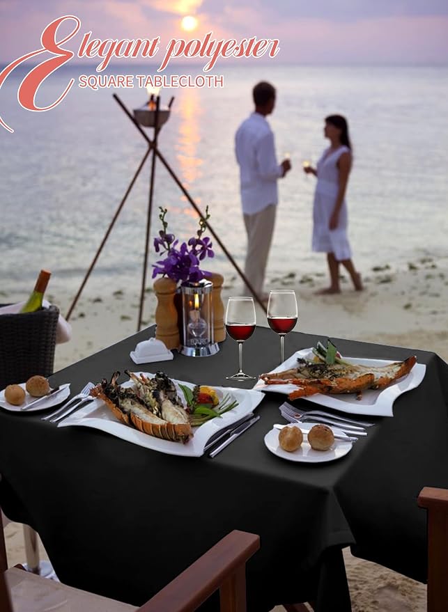 8 Pack Black Square Tablecloth 52 x 52 Inch Square Table Cloth,Wrinkle Resistant Washable Polyester Fabric Table Clothes Small Black Tablecloth for Wedding Dining Parties Restaurant Card Table