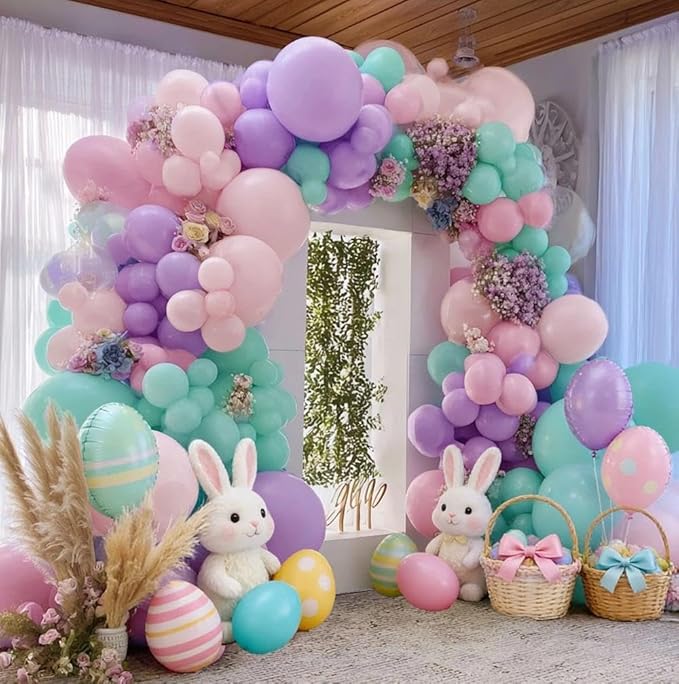 Double Stuffed Pastel Balloon Garland Pink Purple Green Colorful Balloon Arch Gold Metallic Latex Kit For Mermaid Easter Baby Shower Princess Ice Cream Birthday Party Decoration