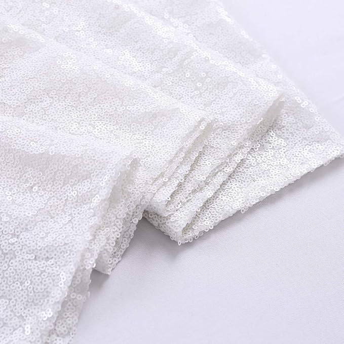 White Sequin Table Runner 12"x72" 12 Pack Glitter Table Runner White Table Runner Sequin Decorations for Party Wedding Christmas