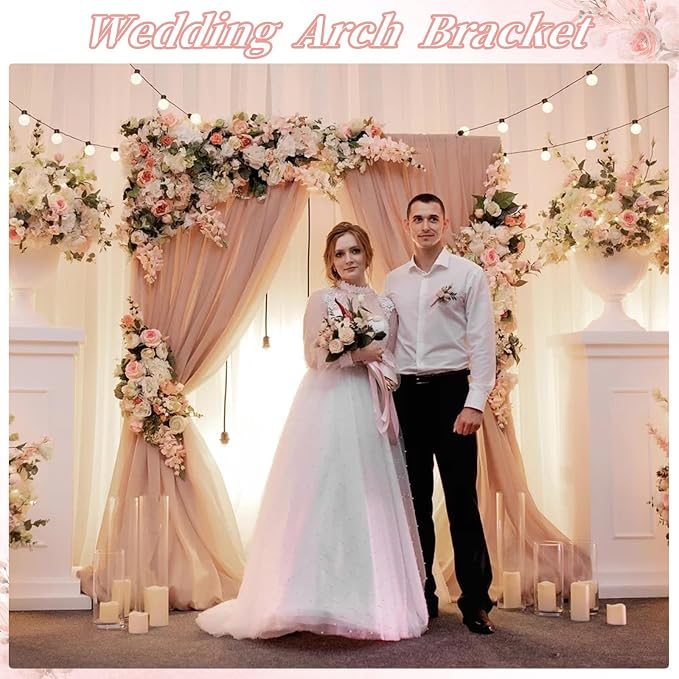 KOMCLUB 8.9FT Silver Metal Arch Stand, Square Frame for Wedding Party Decor | Stable Heavy-Duty Stand, Fits Ceremony Birthday Graduation Bridal Baby Shower Anniversary Background Decor