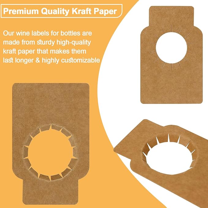 500 PCS Kraft Paper Wine Bottle Tags Brown Wine Bottle Neck Tags Blank Wine Bottles Hanging Labels for Cellar, Champagne, Wine Racks Marker, Double Sided