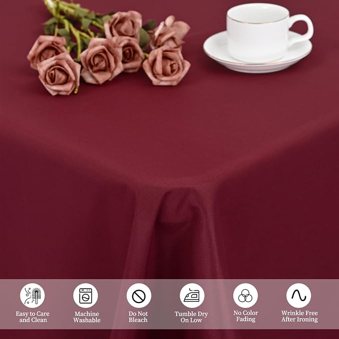 12 Pack Burgundy Tablecloths for Rectangle Tables 60 x 126 Inch Polyester Tablecloth 8 Foot Rectangle Table Cloth Wrinkle Resistant Washable Fabric Table Cover for Party Wedding Banquet Events