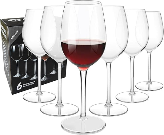 MICHLEY Floating Wine Glasses for Pool Unbreakable Tritan Plastic Red Wine Glasses with Stem Poolside Floating Cups 12.5 OZ, Dishwasher Safe, Set of 6